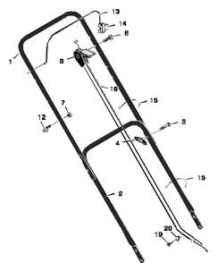 Handle Assembly Diagram and Parts List for 20506X192A 1997 Briggs and Stratton Lawn Mower